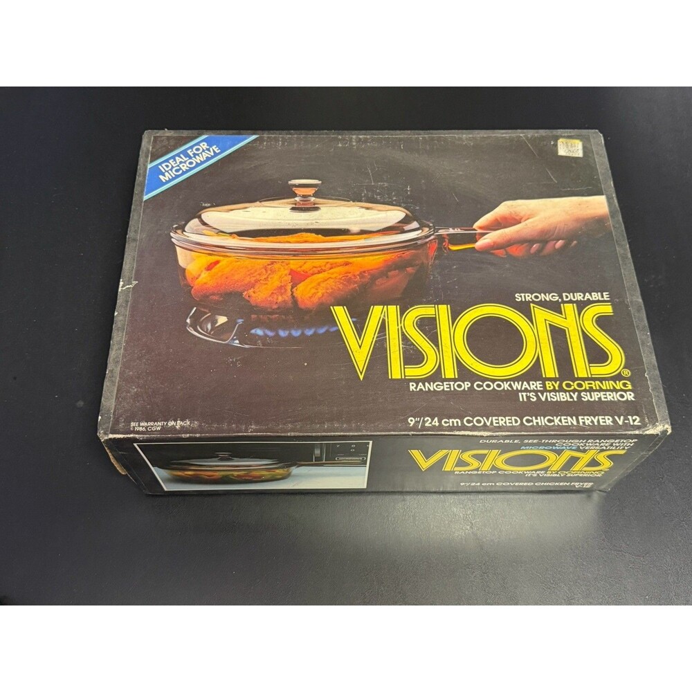 Vintage 1986 Corning Visions V-12 Covered Chicken Fryer Box Only Original Box